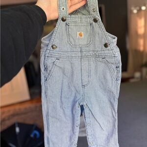 Carhartt Blue and White Striped Overalls